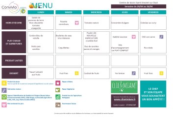 Menu convivio du 20 au 24 avril 2026