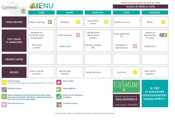 Menu Convivio du 8 au 13 juin 2026
