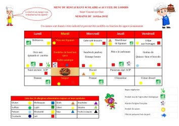 Le menu de Valentin du 16 au 22 février 2026