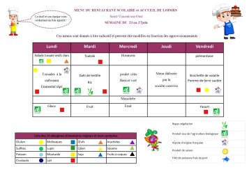 Les menus de Valentin du 22 au 26 juin 2026