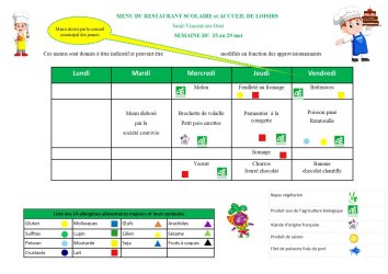 Les menus de Valentin du 25 au 29 mai 2026