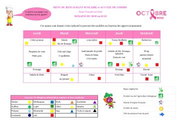 Les menus de Valentin du 28 septembre au 2 octobre 2026