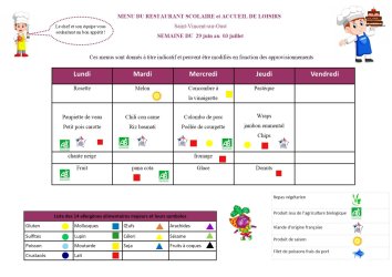 Les menus de Valentin du 29 juin au 3 juillet 2026